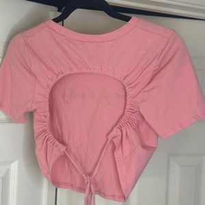 Hey Baby Backless Tie Crop Tee